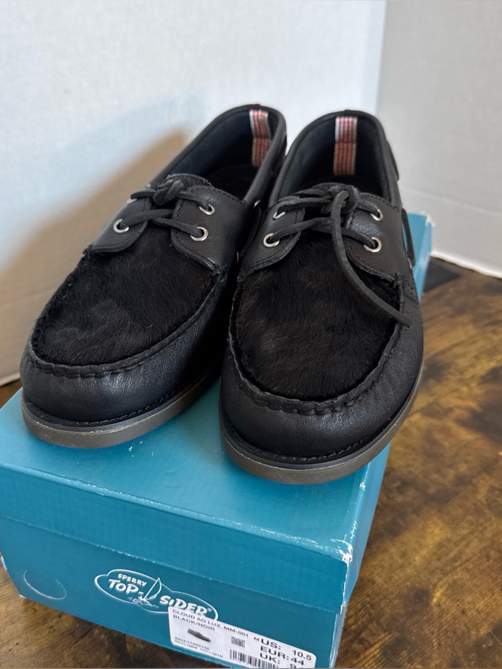 Sperry Men Cloud Authentic Original Lux Boat Shoes Size US 10.5M Black Leather
